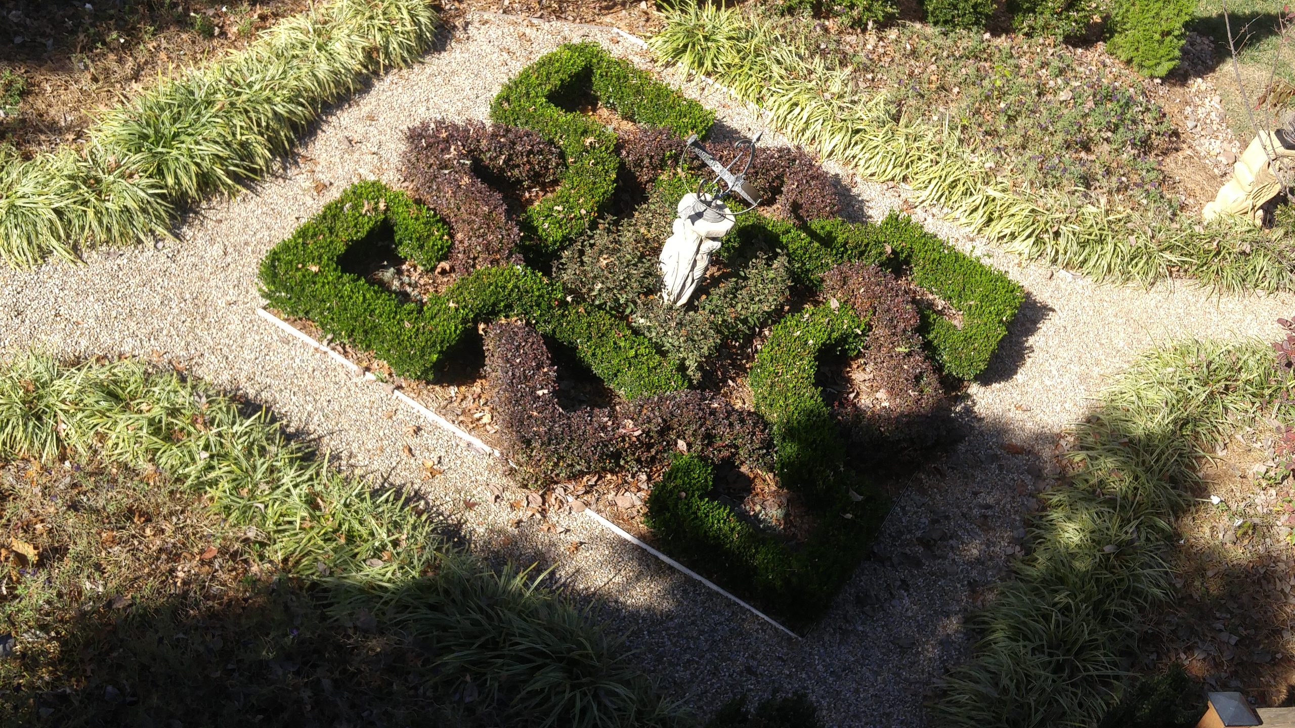Elysium's Knot Garden (five years, overhead view, late fall)
