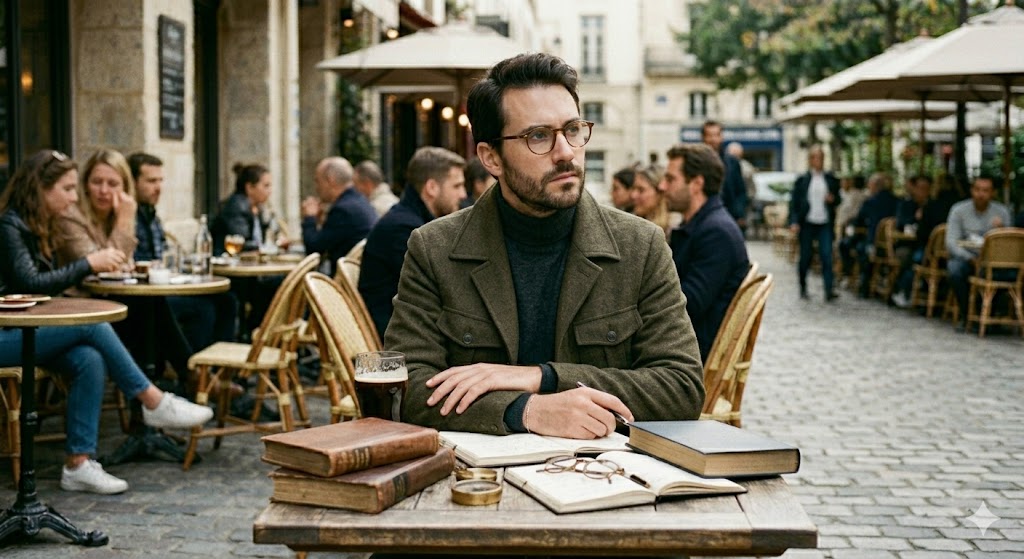 Aloof gentleman at a street cafe